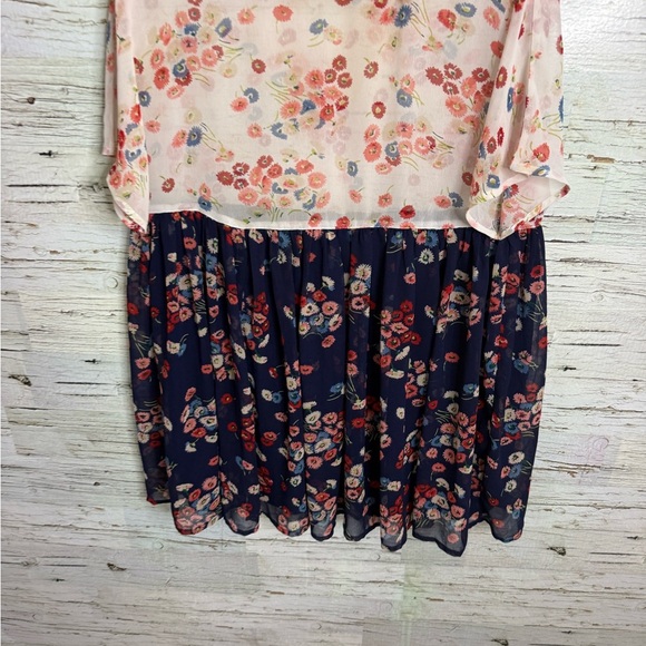 ASOS Floral Print Dress in Cream and Navy size 8 oversized - Picture 2 of 7